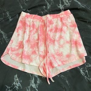 Pink and white tie-dye shorts